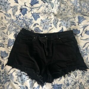 Aerie Black Frayed Hem Jean Shorts
